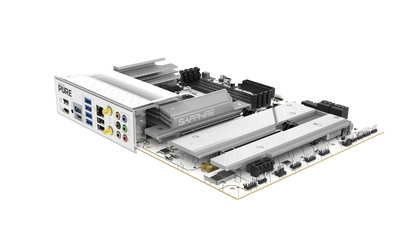 SAPPHIRE PURE X870A WIFI 7 motherboard highlighting storage and connectivity features
