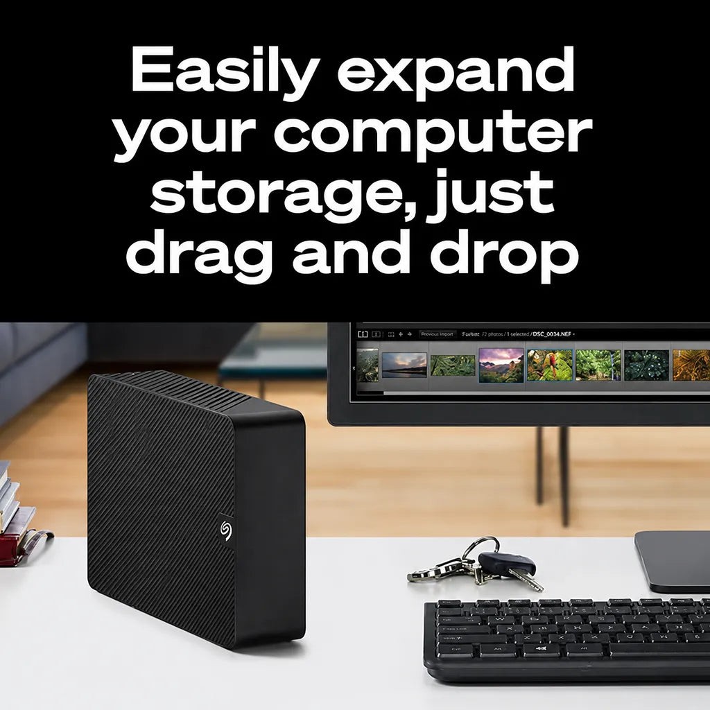 Seagate Expansion Desktop 26TB External Hard Drive STKP26000400 for easily expanding computer storage with drag and drop file management -tpstech.in
