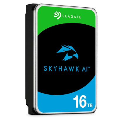 Seagate SkyHawk AI 16TB 7200RPM video surveillance hard disk drive standing at an angle -tpstech.in