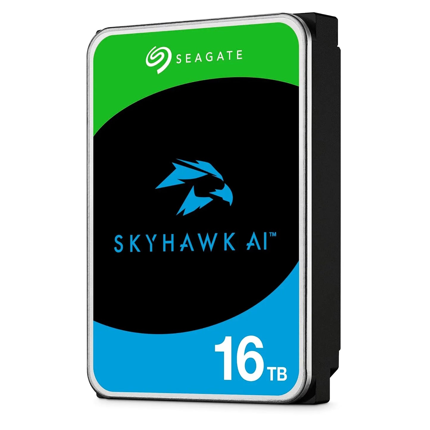 Seagate SkyHawk AI 16TB video surveillance hard disk drive standing profile view -tpstech.in