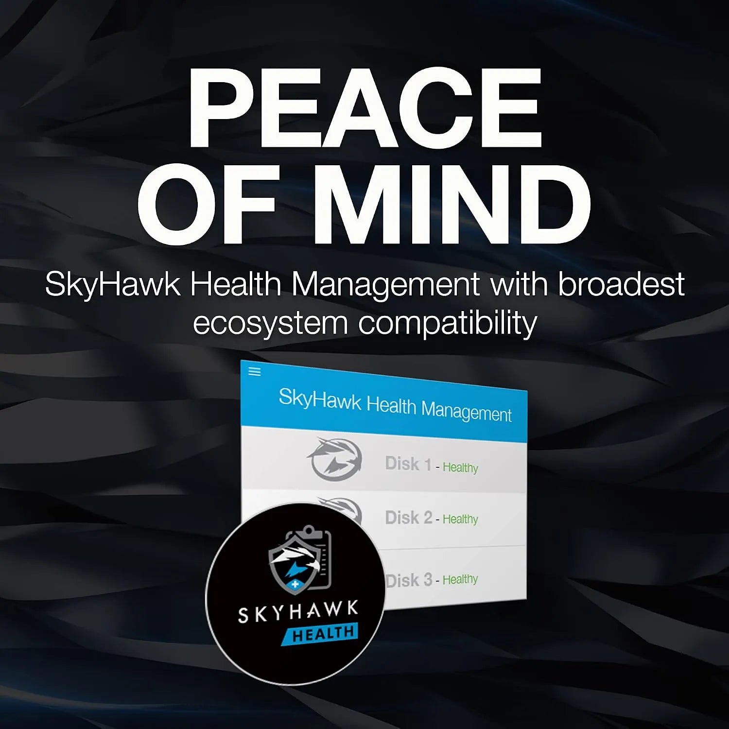 SkyHawk Health Management software dashboard indicating healthy disk status for video surveillance -tpstech.in
