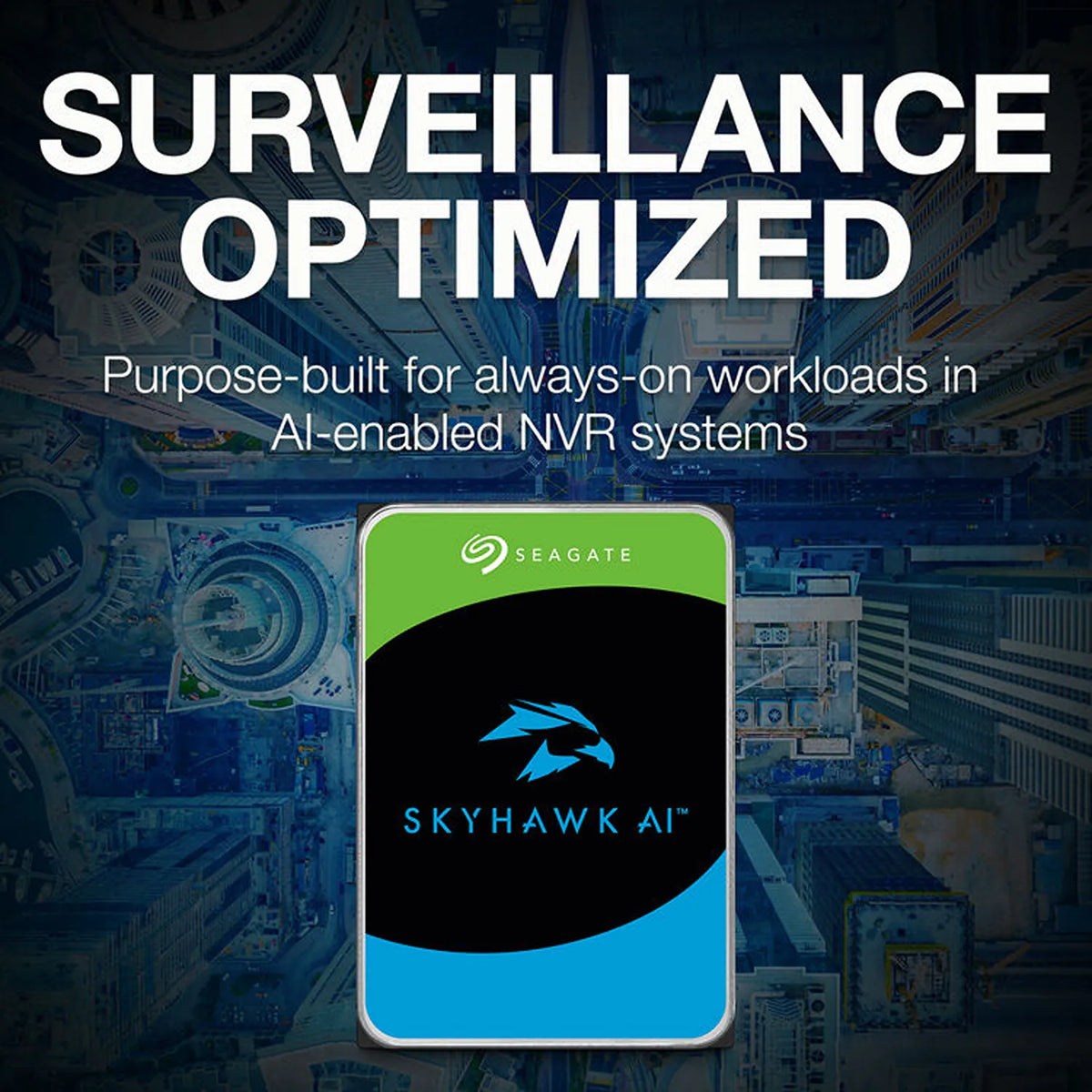 Seagate ST24000VE002 24TB SkyHawk AI Video Hard Drive for NVR surveillance optimized feature banner -tpstech.in