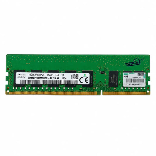 SK Hynix 16GB DDR4 ECC UDIMM 2133MHz 2Rx8 PC4-2133P HMA82GU7MFR8N-TF server memory module front view.