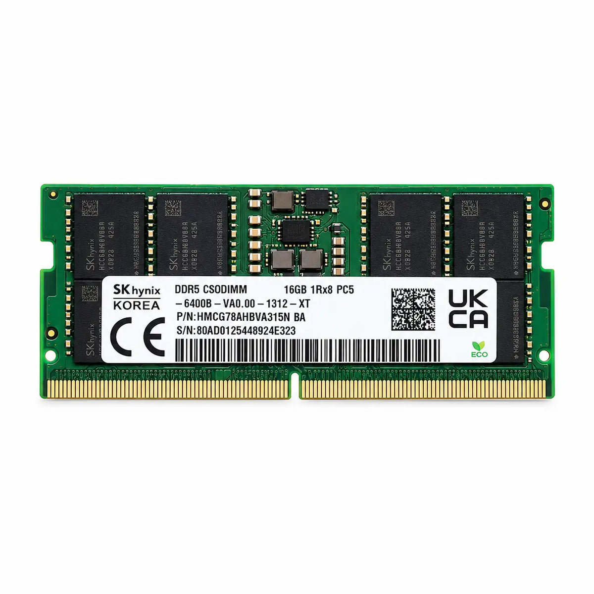SK hynix HMCG78AHBVA315N 16GB DDR5-6400 CSODIMM RAM full front view showing product label and chips -tpstech.in