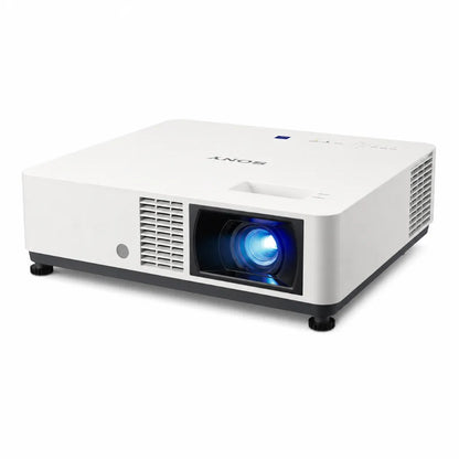 Front left perspective of Sony VPL-CXZ10 professional laser projector designed for classrooms and meeting rooms.