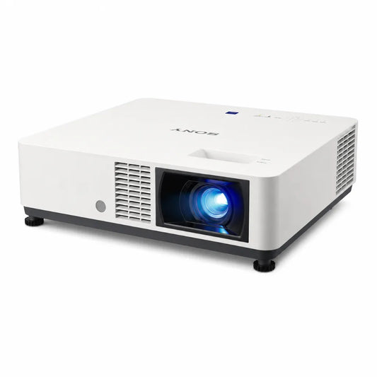 Front left perspective of Sony VPL-CXZ10 professional laser projector designed for classrooms and meeting rooms.