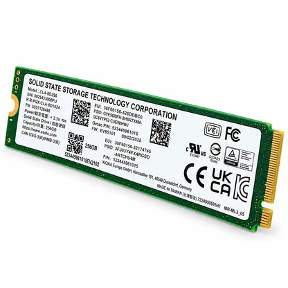 SSSTC 256GB M.2 2280 PCIe Gen4 NVMe SSD (Pulled out) isometric right side angle view highlighting drive model and form factor -tpstech.in