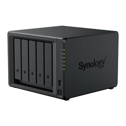 Synology DS1525neo+ 5-bay NAS storage server front left angle view with hot-swappable drive bays-tpstech.in