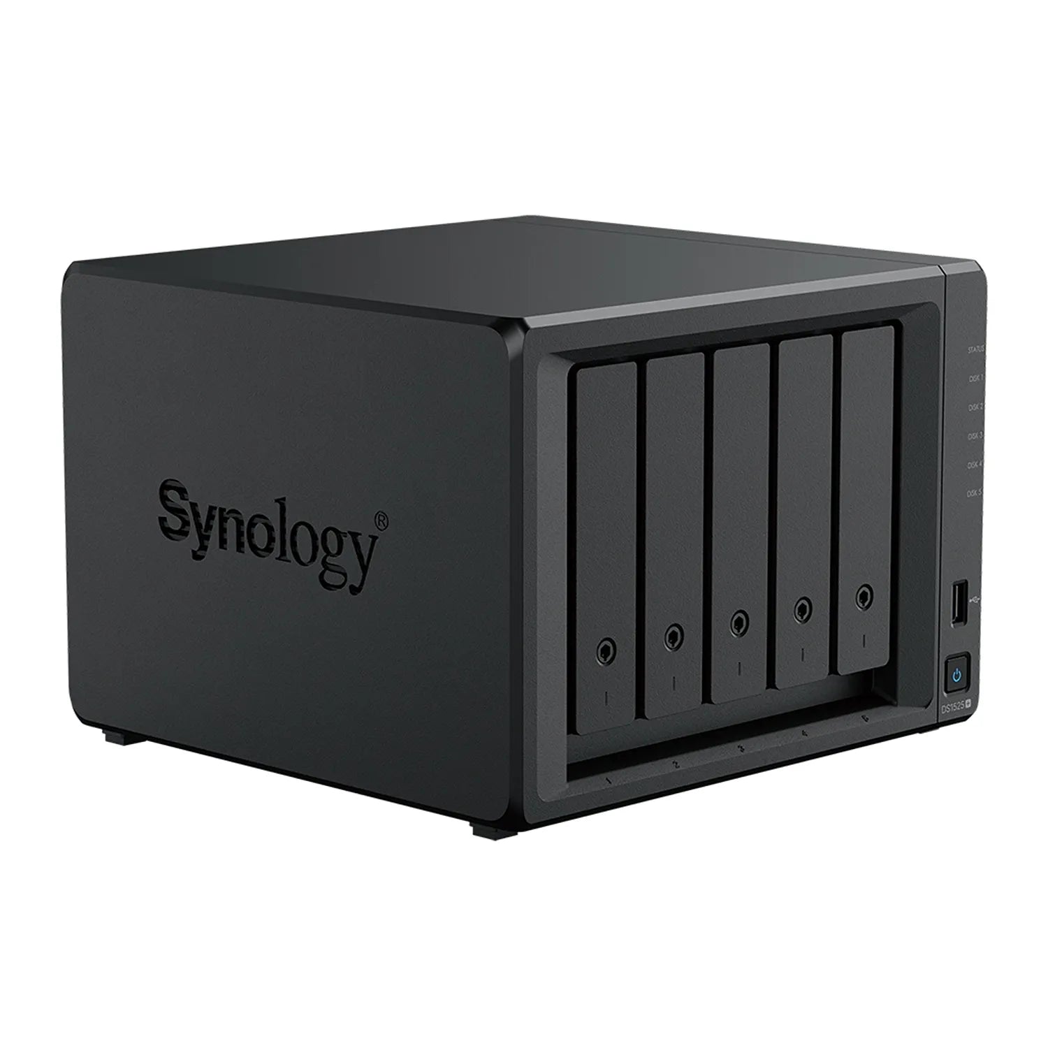 Synology DS1525neo+ 5-bay NAS storage server front right angle view with drive bays-tpstech.in