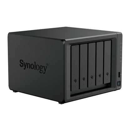 Synology DS1525neo+ 5-bay NAS storage server front right angle view with drive bays-tpstech.in