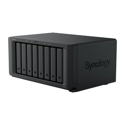 Synology DS1825 Plus 8 Bay NAS front right angle view with drive bays and Synology branding-tpstech.in