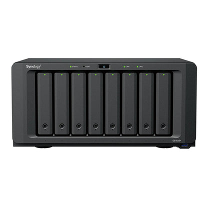 Synology DS1825 Plus 8 Bay NAS front view showing eight hot swappable drive bays and status indicators-tpstech.in