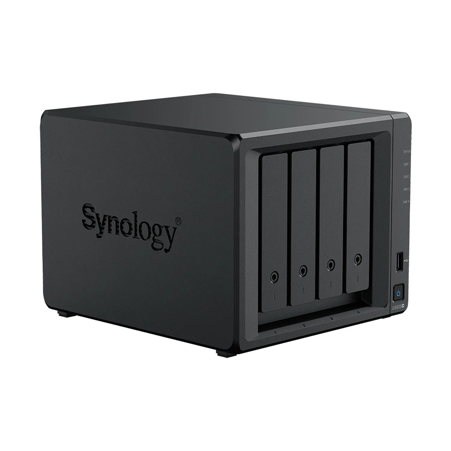 Synology DS925neo+ 4-Bay NAS storage server front left angle view with drive bays-tpstech.in