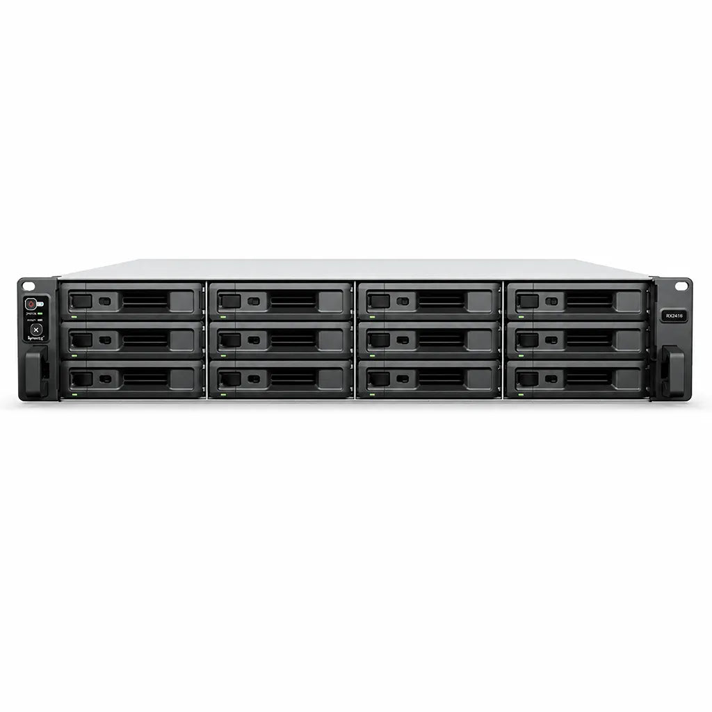 Synology DVA7400 12-bay deep learning NVR front view with drive bays -tpstech.in