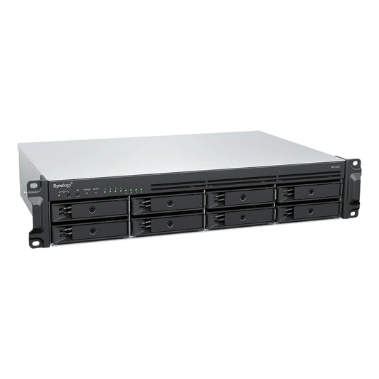 Synology RS1226+ 8-Bay Rackmount NAS Server front left angle view with hot-swappable drive bays for business storage and backup solutions -tpstech.in