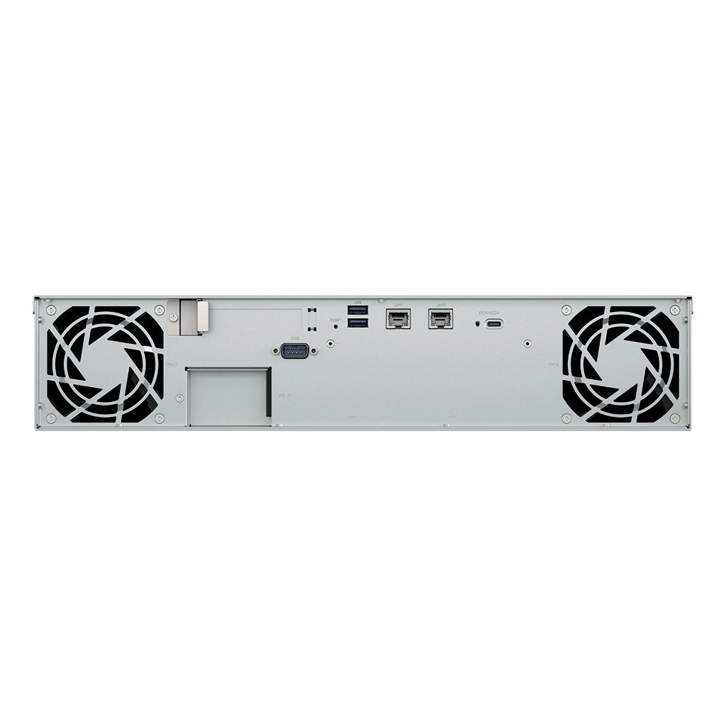 Synology RS1226+ 8-Bay Rackmount NAS Server rear view showing dual 2.5GbE LAN ports, USB ports, expansion port and cooling fans -tpstech.in