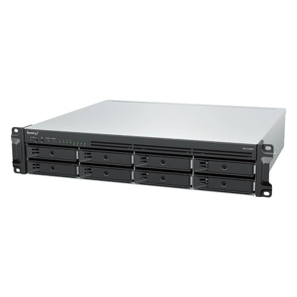 Synology RS1226RP+ 8 Bay Rackmount NAS Server front left angle view with hot-swappable drive bays for business storage -tpstech.in