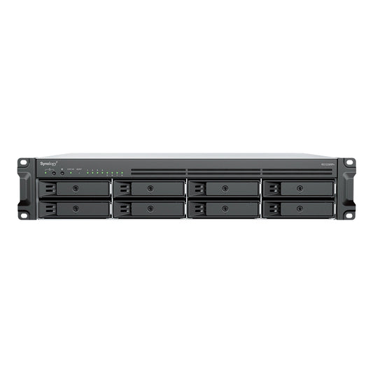 Synology RS1226RP+ 8 Bay Rackmount NAS Server front view with eight hot-swappable drive bays for enterprise storage -tpstech.in