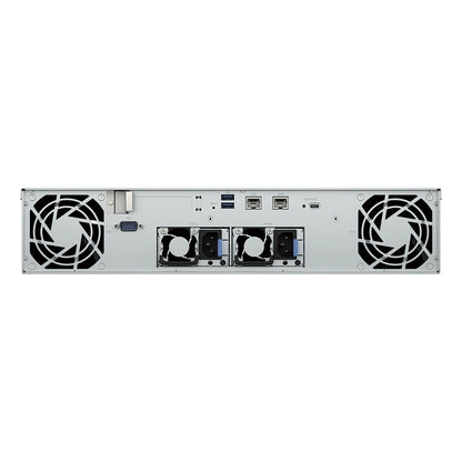 Synology RS1226RP+ 8 Bay Rackmount NAS Server rear view with dual 2.5GbE ports, redundant power supplies and connectivity ports -tpstech.in