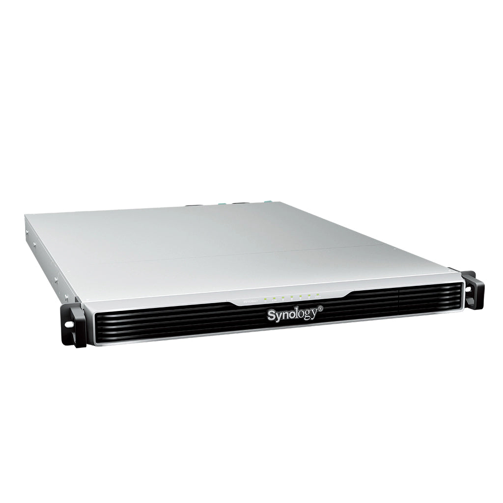 Synology RS1626xs+ 4-Bay Rackmount NAS front left angle showing compact 1U enterprise storage server -tpstech.in