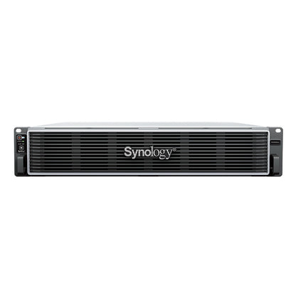 Synology RS4826xs+ front panel view of enterprise rackmount NAS with protective bezel for secure business storage solutions -tpstech.in