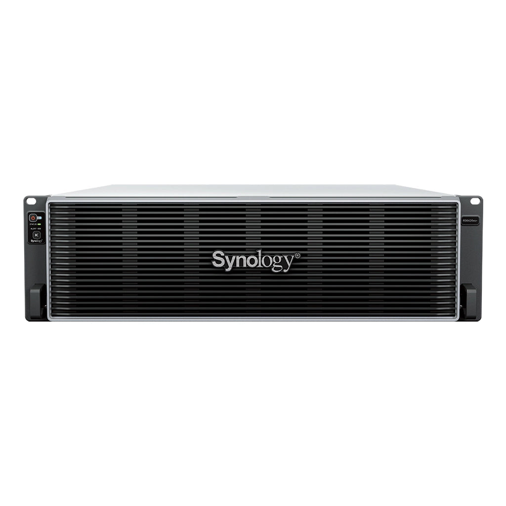 Synology RS6426xs+ front bezel view of enterprise 3U rackmount NAS storage server with Synology branding -tpstech.in
