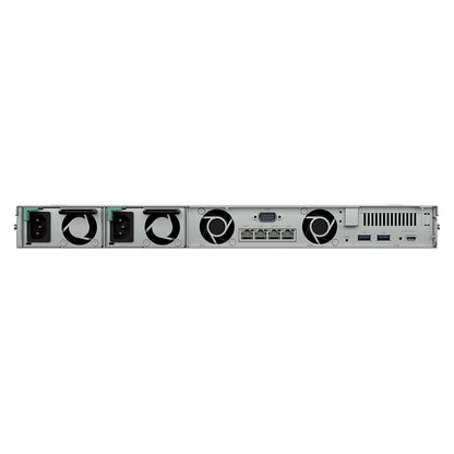 Synology RS826RP+ 4 Bay Rackmount NAS Storage Server rear view with redundant power supplies, 4 Gigabit LAN ports, USB ports, and expansion port -tpstech.in