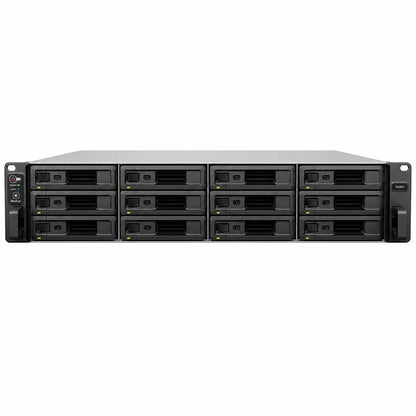 Front view of Synology SA3410 12 Bay Rackmount NAS Server with hot swappable drive bays for centralized enterprise storage -tpstech.in