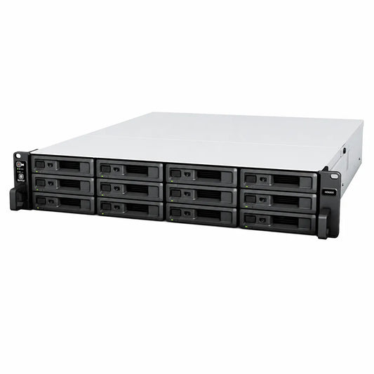 Synology SA6400 12 Bay Rackmount NAS Storage Server front right angle view with 12 drive bays for business data storage -tpstech.in