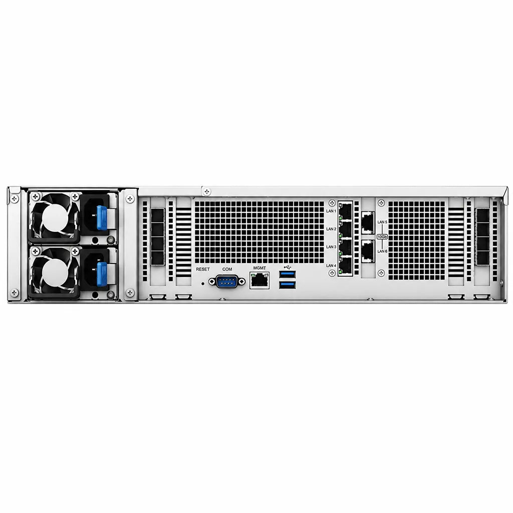 Synology SA6400 12 Bay Rackmount NAS Storage Server rear view with dual 10GbE ports PCIe expansion and connectivity options -tpstech.in