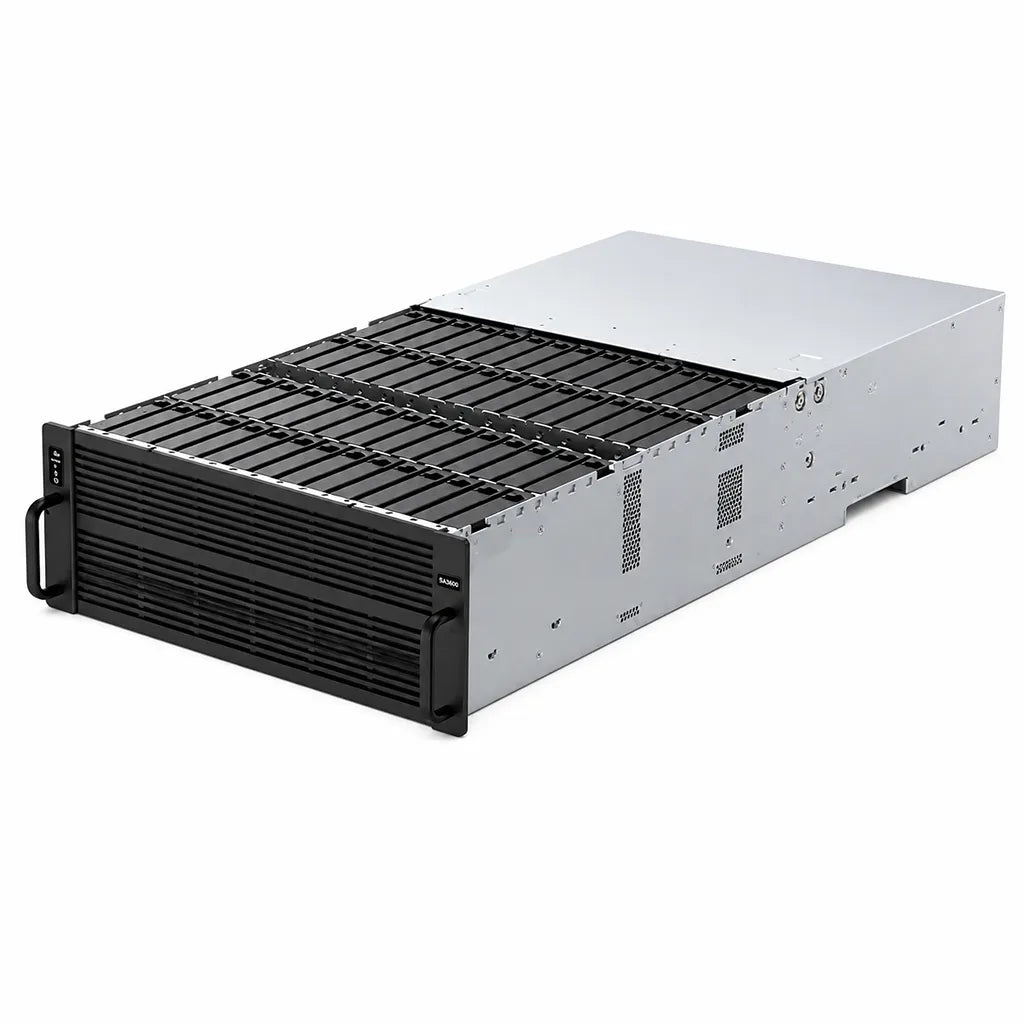 Synology SA6400 rackmount NAS top perspective showing high-density drive bay configuration for enterprise storage -tpstech.in
