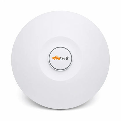 Syrotech SY-AP-3000-AX WiFi 6 Dual-Band 3000Mbps Long-Range Indoor Access Point front perspective view for enterprise wireless networking - tpstech.in