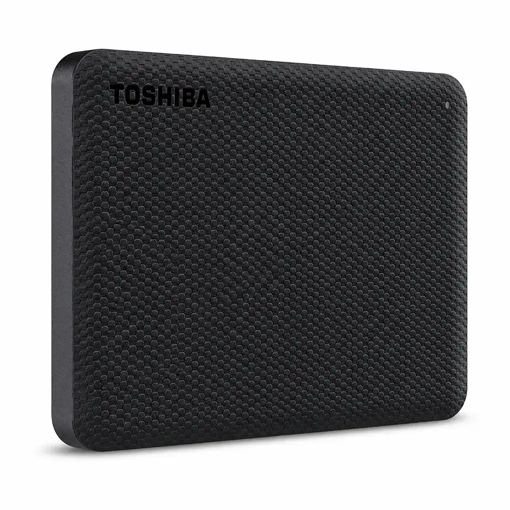 Toshiba Canvio Advance 2TB Portable External Hard Drive Black front left view with textured finish -tpstech.in