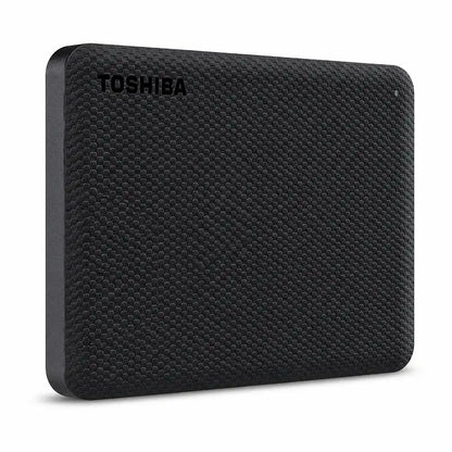 Toshiba Canvio Advance 2TB Portable External Hard Drive Black front left view with textured finish -tpstech.in