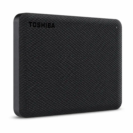 Toshiba Canvio Advance 2TB Portable External Hard Drive Black front left view with textured finish -tpstech.in