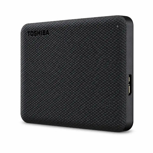 Toshiba Canvio Advance 2TB Portable External Hard Drive front right angle showing USB connector side -tpstech.in
