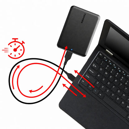 Toshiba Canvio Partner HDTB510AKCAB 1TB portable HDD connected to a laptop for data transfer -tpstech.in