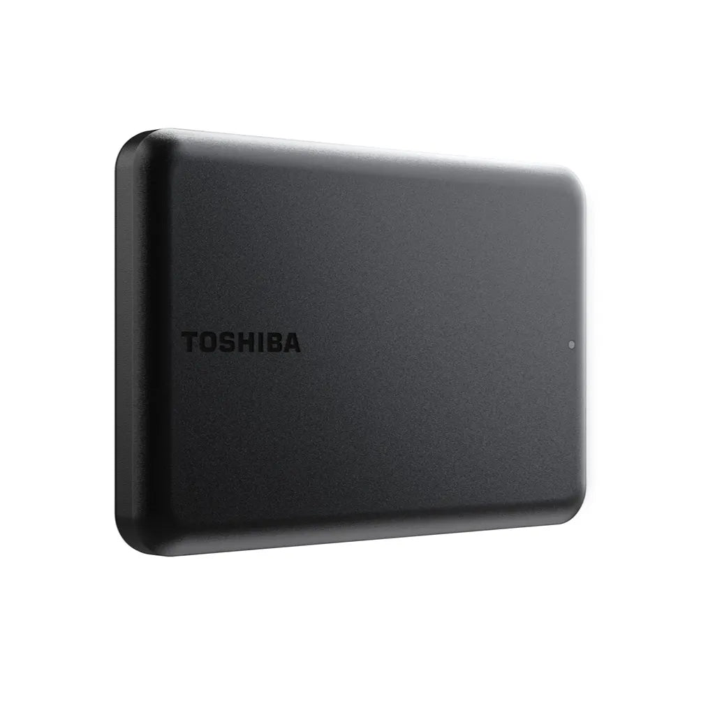 Toshiba Canvio Partner HDTB510AKCAB 1TB portable external HDD shown from an angled front view -tpstech.in