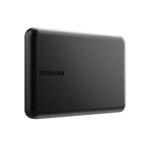 Toshiba Canvio Partner HDTB510AKCAB 1TB portable external HDD shown from an angled front view -tpstech.in