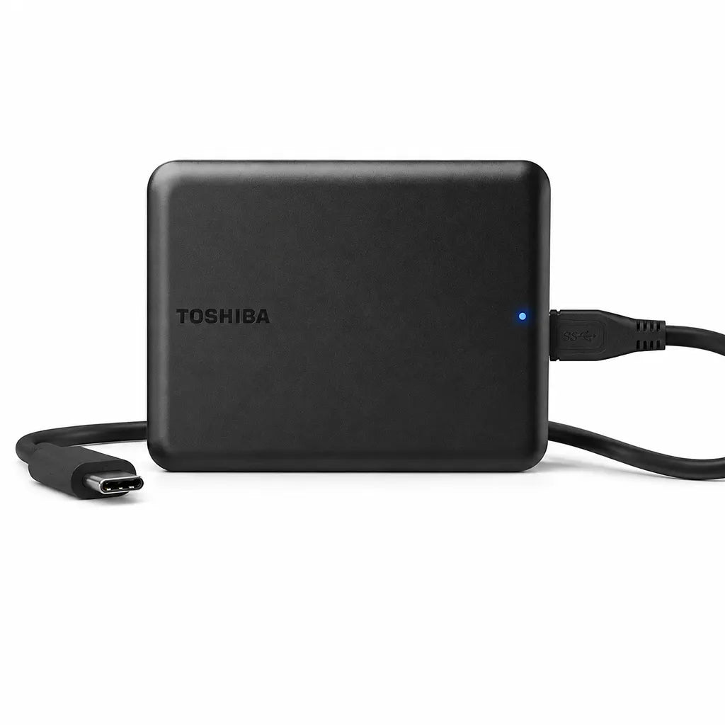 Toshiba Canvio Partner HDTB510AKCAB 1TB external HDD with USB-C cable and LED indicator -tpstech.in