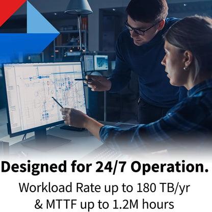 Engineers analyzing schematics representing 24/7 reliability with 180TB per year workload rate on Toshiba N300 NAS HDD -tpstech.in