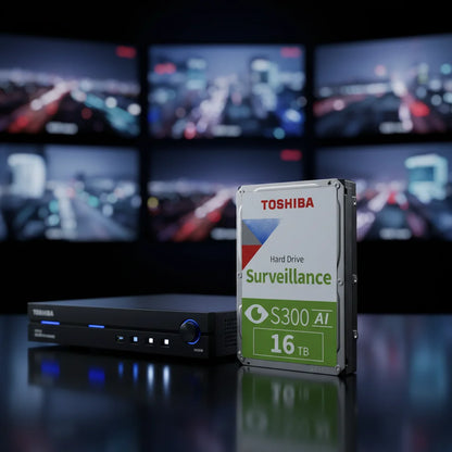 Toshiba S300 AI 16TB hard drive for AI surveillance systems and multi-camera security deployments