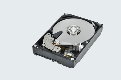 Internal components of Toshiba S300 surveillance hard drive showing precision-engineered storage mechanism