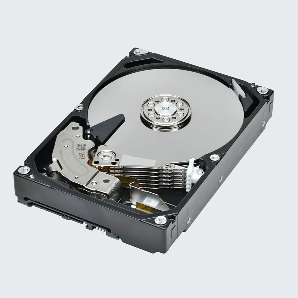 Toshiba X300 4TB internal hard drive shown in open view with platter and read write head assembly -tpstech.in