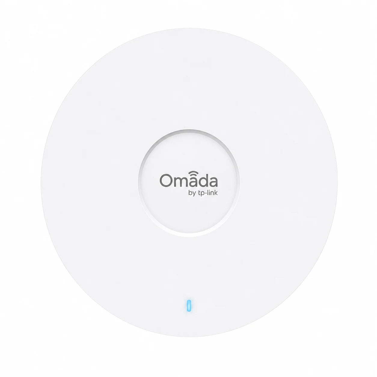 TP-Link EAP613 AX1800 Wi-Fi 6 ceiling mount access point front view with Omada branding and LED status indicator.
