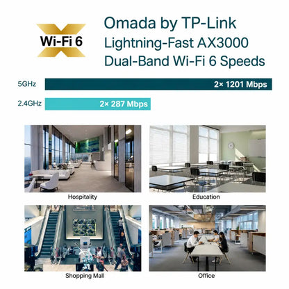 TP-Link EAP653 AX3000 dual-band Wi-Fi 6 access point for hospitality, education, shopping mall, and office wireless networking