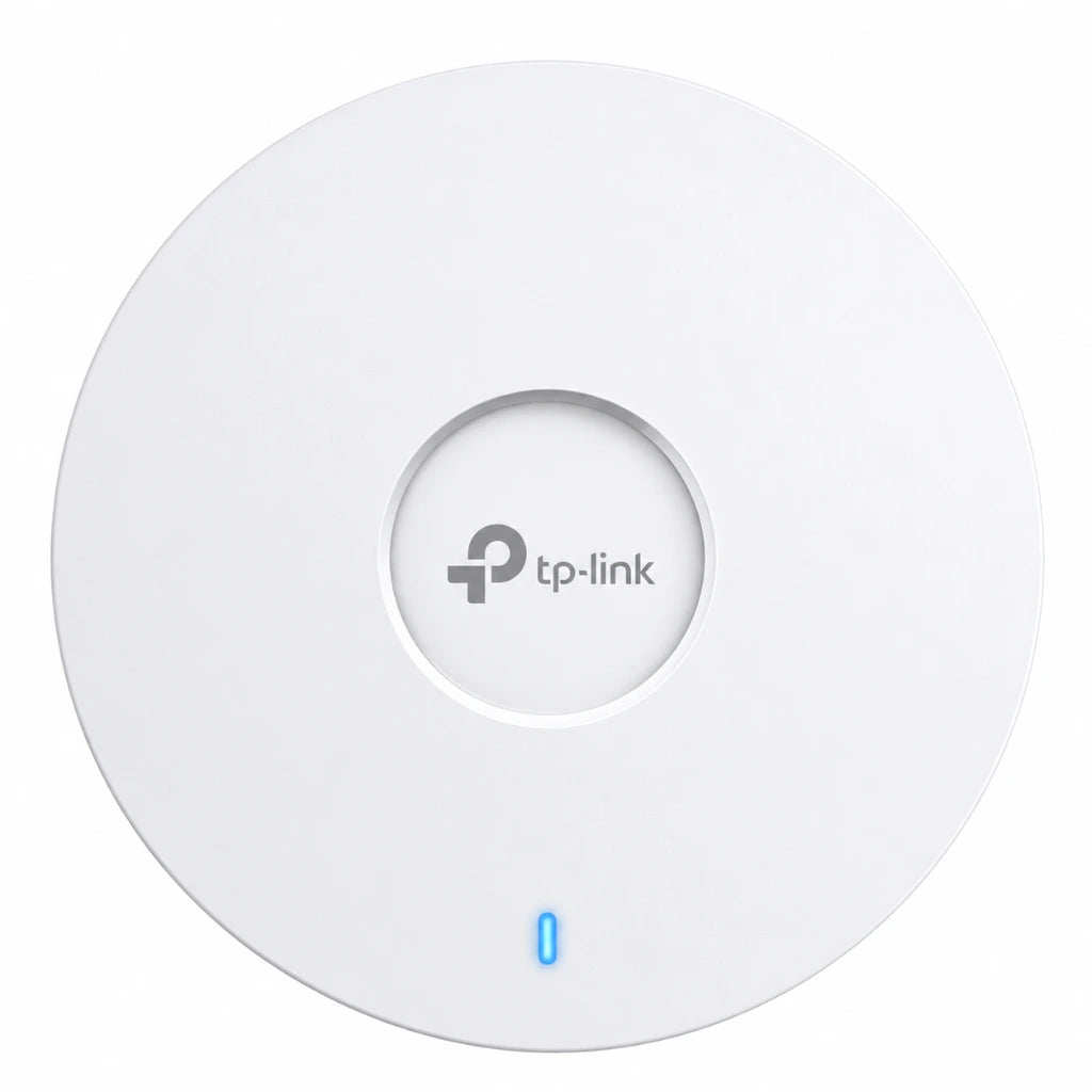 Top view of TP-Link EAP653 AX3000 ceiling mount Wi-Fi 6 access point with minimalist enterprise design