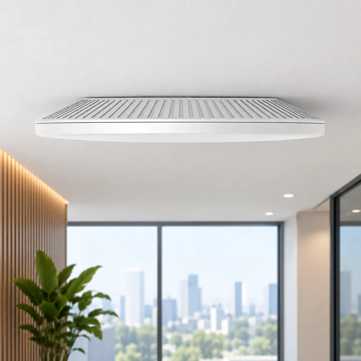 TP-Link EAP683 UR V1 ceiling mount AX6000 WiFi 6 access point installed in office-tpstech.in