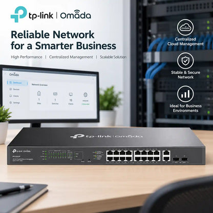 TP-Link ES220GMP 20-port Gigabit PoE+ Easy Managed Switch for business networking tpstech.in