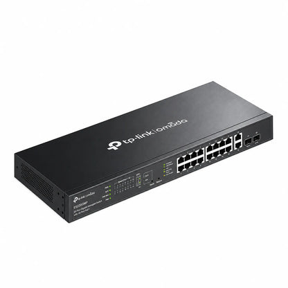 TP-Link ES220GMP top angle view showing Omada Gigabit PoE+ network switch design tpstech.in